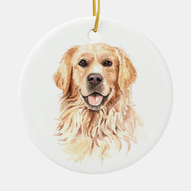 Golden Retriever Weihnachten Keramik Ornament (Vorne)