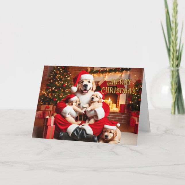 Golden Retriever Weihnachten mit Welpen Weihnachts (Vorderseite)