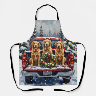 Golden Retriever Weihnachten Roter LKW Urlaub Schürze