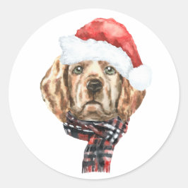Golden Retriever Weihnachten Runder Aufkleber