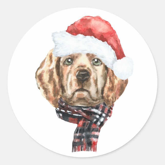 Golden Retriever Weihnachten Runder Aufkleber (Vorderseite)