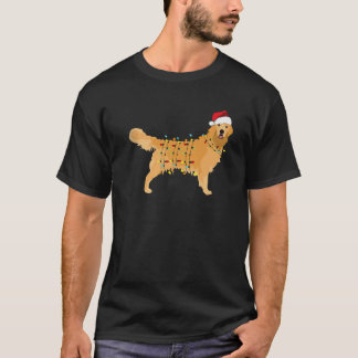 Golden Retriever Weihnachten Santa Hut Baumlichter T-Shirt