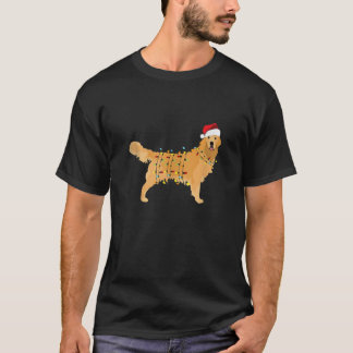 Golden Retriever Weihnachten Santa Hut Baumlichter T-Shirt
