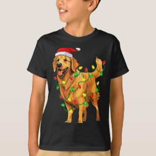Golden Retriever Weihnachten Santa Hut Baumlichter T-Shirt
