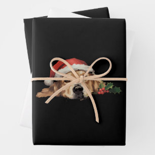 Golden Retriever Weihnachten Santa Hut Hund Xmas Geschenkpapier Set