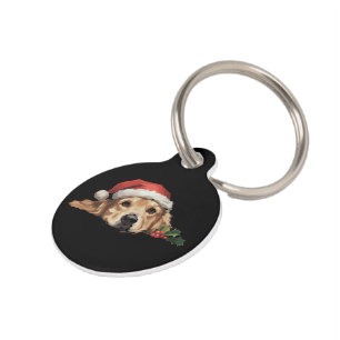 Golden Retriever Weihnachten Santa Hut Hund Xmas Haustiermarke