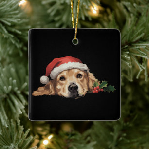 Golden Retriever Weihnachten Santa Hut Hund Xmas Keramikornament