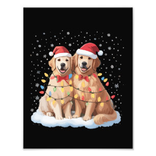 Golden Retriever Weihnachten Santa Hut Rentier Fotodruck