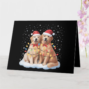 Golden Retriever Weihnachten Santa Hut Rentier Karte