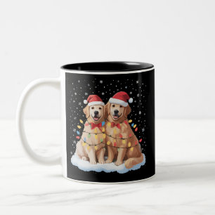 Golden Retriever Weihnachten Santa Hut Rentier  Zweifarbige Tasse