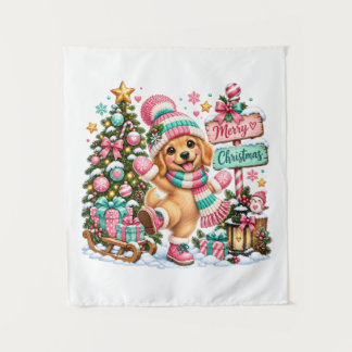 Golden Retriever Weihnachten Wandteppich