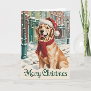 Golden Retriever Weihnachts Grußkarte gefaltet Karte