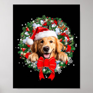 Golden Retriever Weihnachts-Kranz-Dekoration Xmas Poster