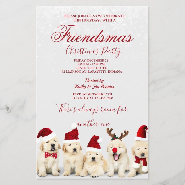 Golden Retriever Weihnachts-Party Einladung Flyer (Vorne)