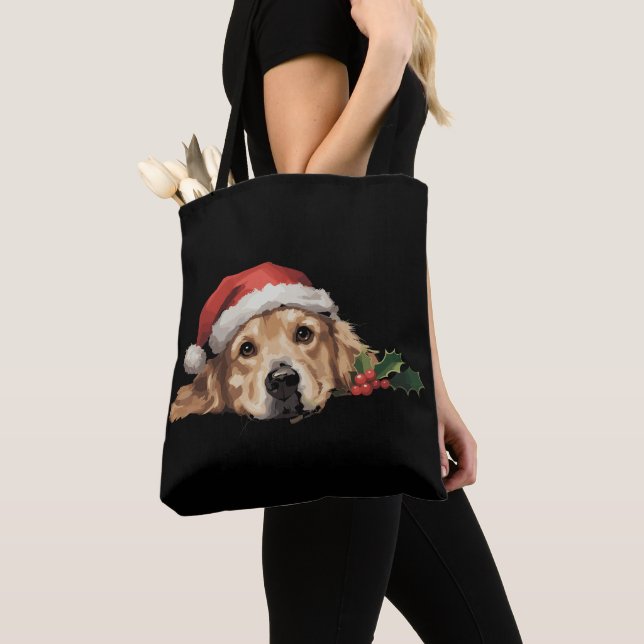 Golden Retriever Weihnachts-Weihnachtsmannmütze Do Tasche (Von Nahem)