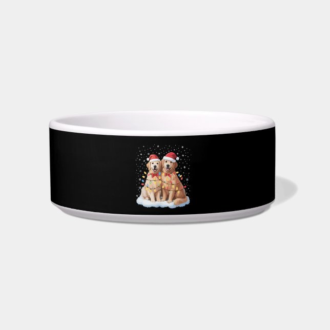Golden Retriever Weihnachts-Weihnachtsmannmütze Re Napf (Vorderseite)