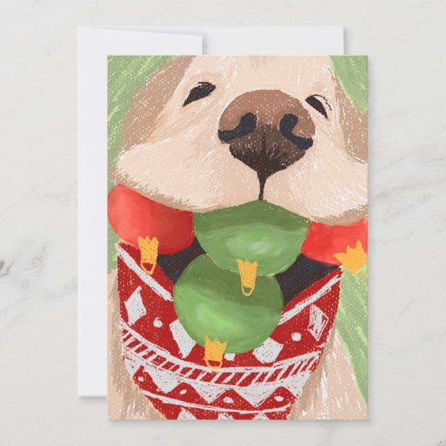 Golden Retriever Weihnachtsbälle Mouth Funny Feiertagskarte (Vorderseite)