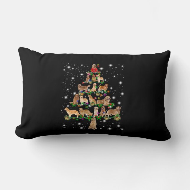 Golden Retriever Weihnachtsbaum abgedeckt durch Fl Lendenkissen (Vorderseite)