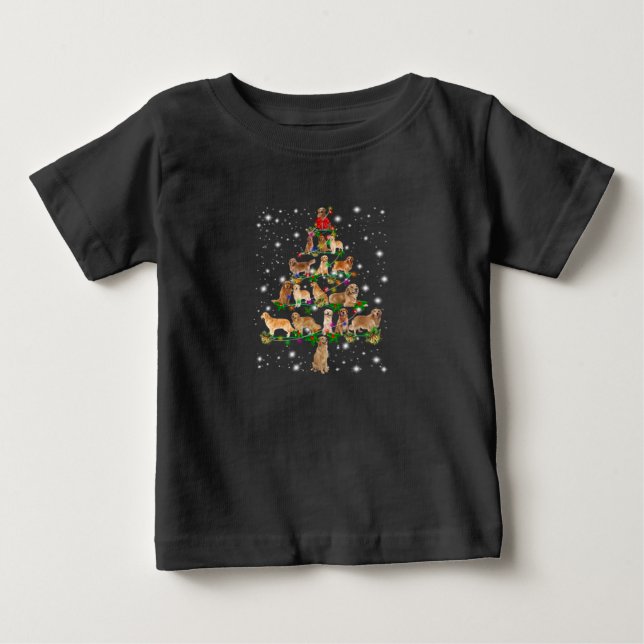 Golden Retriever Weihnachtsbaum bedeckt durch Flas Baby T-shirt (Vorderseite)