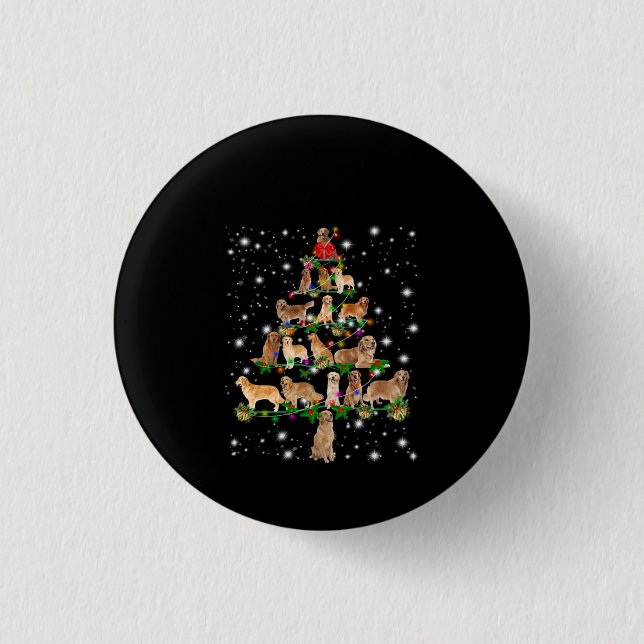 Golden Retriever Weihnachtsbaum bedeckt durch Flas Button (Vorderseite)