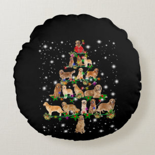 Golden Retriever Weihnachtsbaum bedeckt durch Flas Rundes Kissen