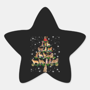 Golden Retriever Weihnachtsbaum bedeckt durch Flas Stern-Aufkleber