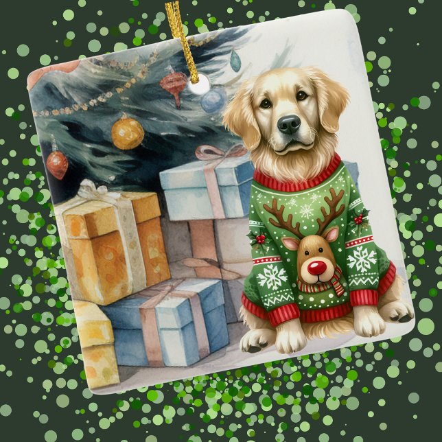 Golden Retriever Weihnachtsbaum Keramikornament (Von Creator hochgeladen)