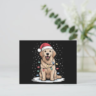 Golden Retriever Weihnachtsbaum Lichter Weihnachte Feiertagspostkarte