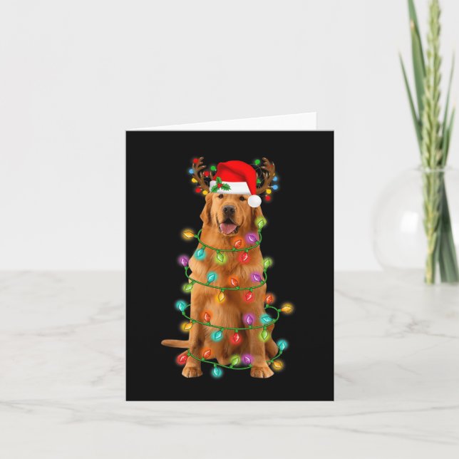 Golden Retriever Weihnachtsbaum Lights Pajama Dog Karte (Vorderseite)