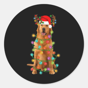 Golden Retriever Weihnachtsbaum Lights Pajama Dog Runder Aufkleber