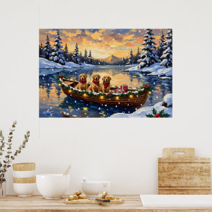 Golden Retriever Weihnachtsboot Urlaub Poster