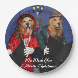 Golden retriever-WeihnachtsCarolers Pappteller