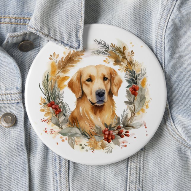 Golden Retriever Weihnachtsfeier Festliche Jungfra Button (Beispiel)