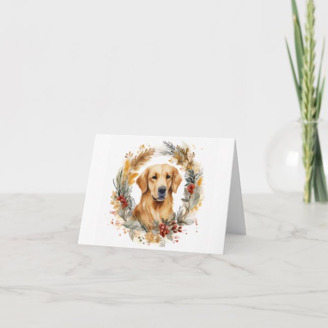 Golden Retriever Weihnachtsfeier Festliche Jungfra Karte (Vorderseite)