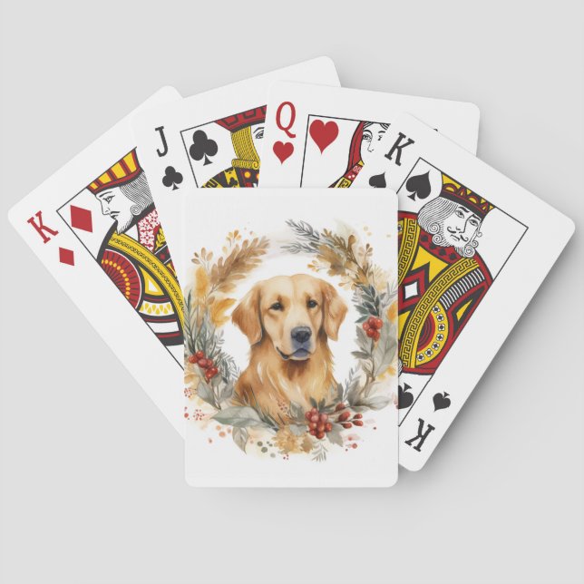 Golden Retriever Weihnachtsfeier Festliche Jungfra Spielkarten (Rückseite)