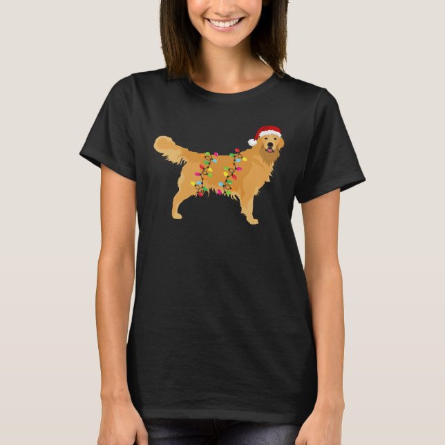 Golden Retriever Weihnachtsfeiertag Goldene Rück T-Shirt (Vorderseite)