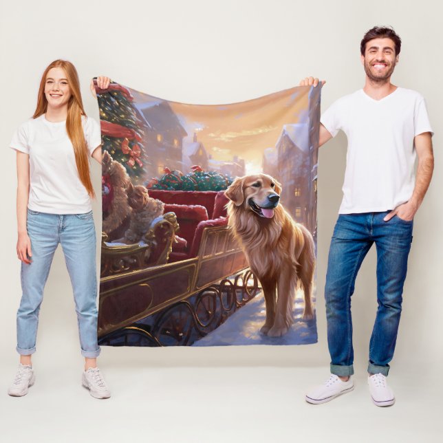 Golden Retriever Weihnachtsfeiertage Fleecedecke (Beispiel)