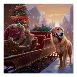 Golden Retriever Weihnachtsfeiertage Poster