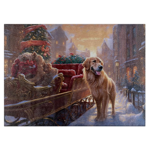 Golden Retriever Weihnachtsfeiertage Schneidebrett (Vorderseite)