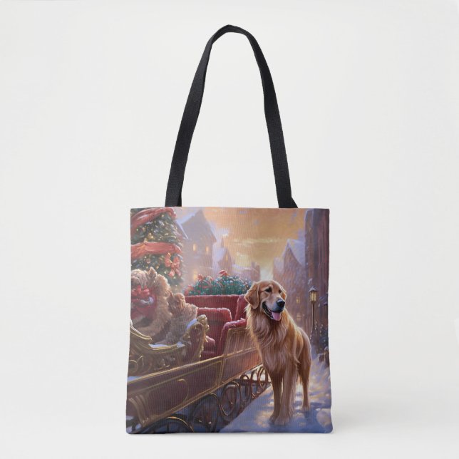 Golden Retriever Weihnachtsfeiertage Tasche (Vorderseite)