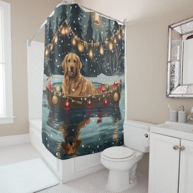 Golden Retriever Weihnachtsfest Reise Duschvorhang (Beispiel)