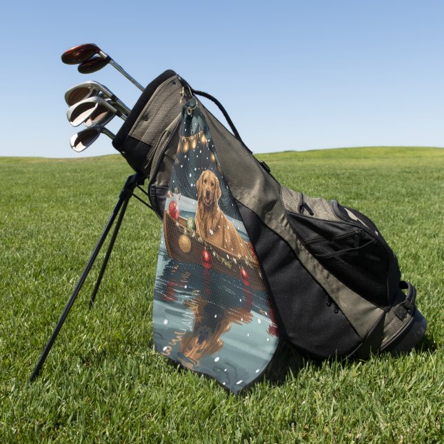 Golden Retriever Weihnachtsfest Reise Golfhandtuch (Gras)