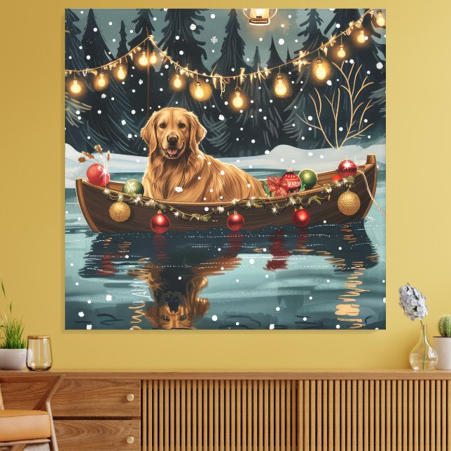 Golden Retriever Weihnachtsfest Reise Leinwanddruck (Insitu (Wohnzimmer))