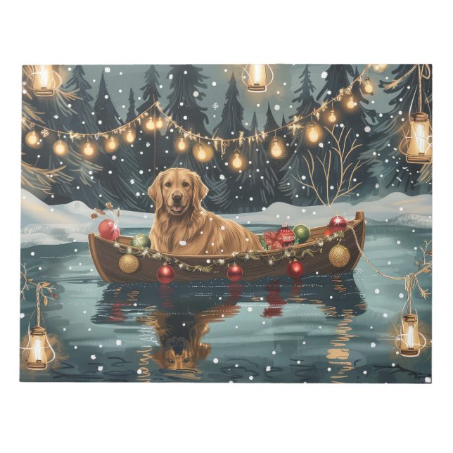 Golden Retriever Weihnachtsfest Reise Notizblock (Vorderseite)