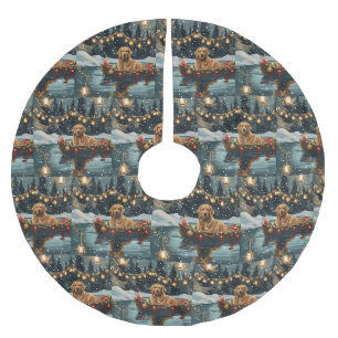 Golden Retriever Weihnachtsfest Reise Polyester Weihnachtsbaumdecke