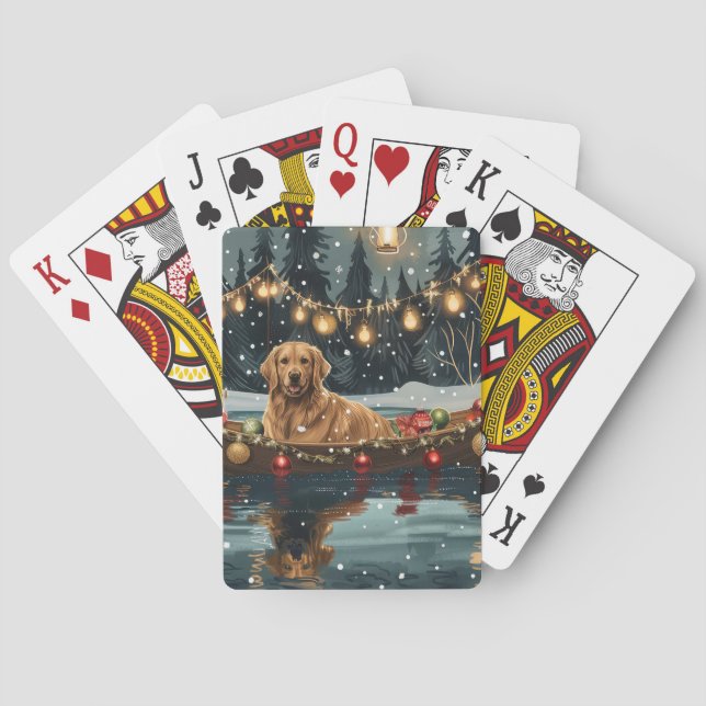 Golden Retriever Weihnachtsfest Reise Spielkarten (Rückseite)