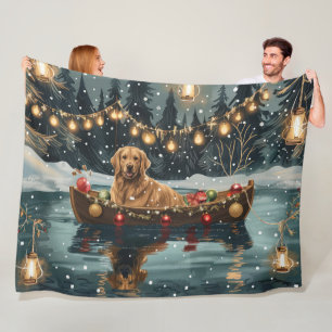 Golden Retriever Weihnachtsfestliche Reise Fleecedecke