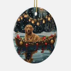 Golden Retriever Weihnachtsfestliche Reise Keramik Ornament