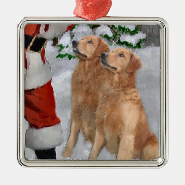 Golden Retriever Weihnachtsgeschenke Ornament Aus Metall (Vorne)