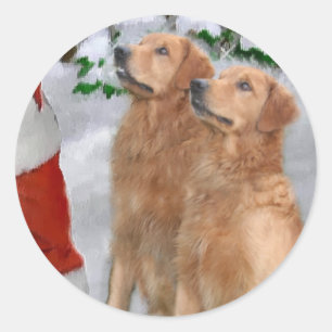 Golden Retriever Weihnachtsgeschenke Runder Aufkleber